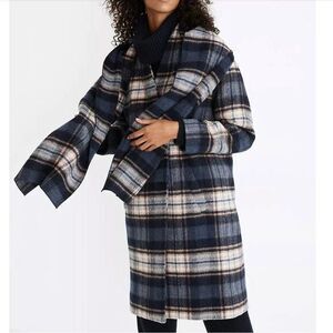 Madewell Plaid Scarf Coat, wool‎ blend Coat, wool